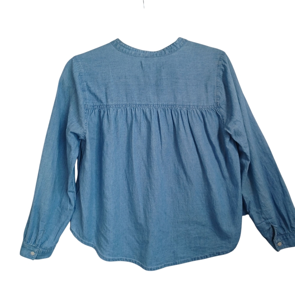 Madewell Chambray Denim Shirt Blouse Emmie Blue Wash Womens Small - Picture 9 of 11